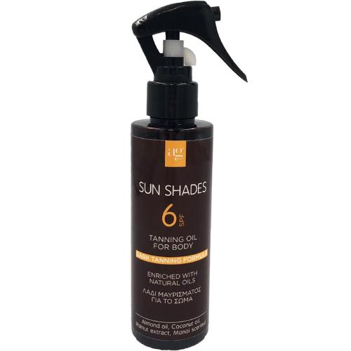 AgPharm Sun Shades Spf6 Tanning Body Oil Monoi Scented Λάδι Μαυρίσματος για το Σώμα με Ενυδατική & Αντιοξειδωτική Δράση 150ml