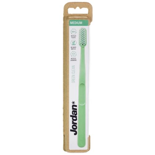 Jordan Green Clean Medium Toothbrush Bio Eco Χειροκίνητη Οδοντόβουρτσα Μέτρια, με Βιολογικής Προέλευσης Ίνες 1 Τεμάχιο - Πράσινο