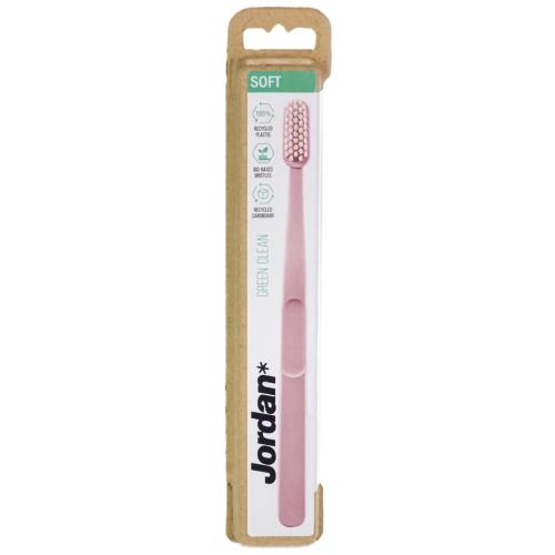 Jordan Green Clean Soft Toothbrush Bio Eco Χειροκίνητη Οδοντόβουρτσα Μαλακή, με Βιολογικής Προέλευσης Ίνες 1 Τεμάχιο - Ροζ