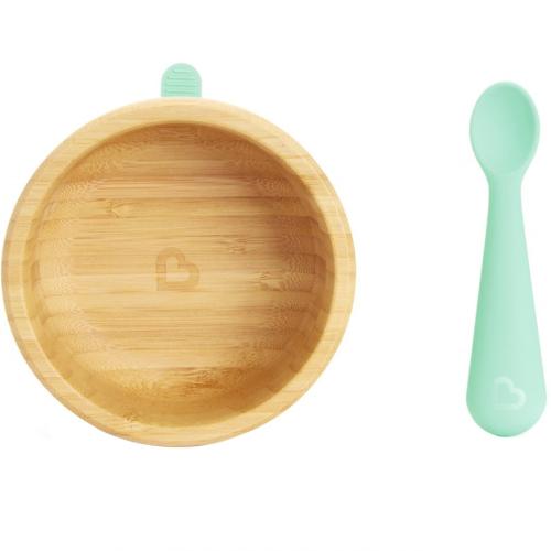 Munchkin Bambou Suction Bowl & Spoon 6m+, Σετ Φαγητού από 6 Μηνών που Περιλαμβάνει Μπολ Φαγητού & Κουτάλι, 1 Τεμάχιο