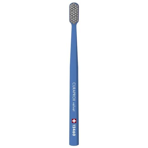 Curaprox CS 12460 Velvet Toothbrush Οδοντόβουρτσα με Εξαιρετικά Απαλές & Πυκνές Ίνες Curen για Πολύ Ευαίσθητα Δόντια 1 Τεμάχιο - Σκούρο Μπλε / Γκρι