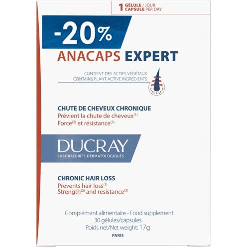 Ducray Anacaps Expert Chronic Hair Loss Συμπλήρωμα Διατροφής Πολυβιταμινών, Μετάλλων & Ιχνοστοιχείων με Εκχυλίσματα Βοτάνων που Συμβάλει στη Διατήρηση των Μαλλιών Κατά της Χρόνιας Τριχόπτωσης 30caps σε Ειδική Τιμή