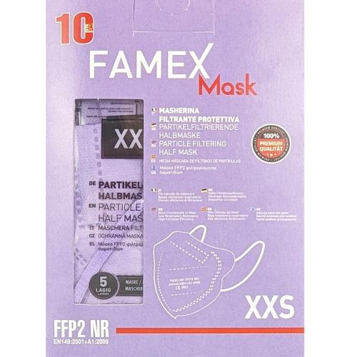 Famex Kids Mask Lilac FFP2 NR XXS Παιδικές Μάσκες Προστασίας μιας Χρήσης Λιλά 10 Τεμάχια