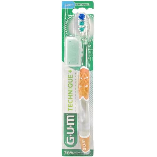 Gum Technique+ Soft Toothbrush Small Χειροκίνητη Οδοντόβουρτσα με Μαλακές Ίνες 1 Τεμάχιο, Κωδ 491 - Πορτοκαλί