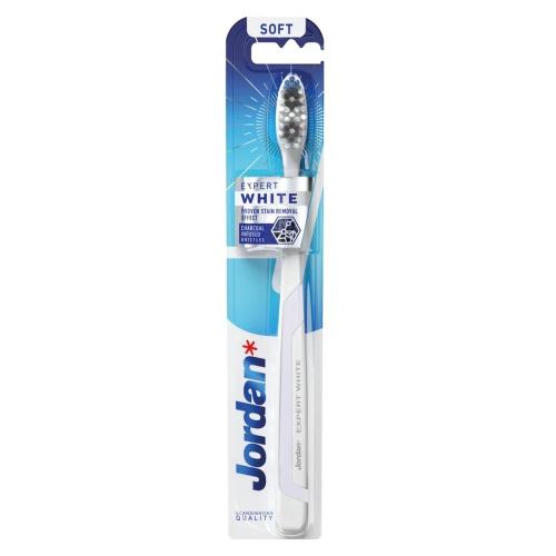 Jordan Expert White Toothbrush Soft Μαλακή Οδοντόβουρτσα για Λεύκανση με Ίνες Εμπλουτισμένες με Άνθρακα 1 Τεμάχιο - Άσπρο