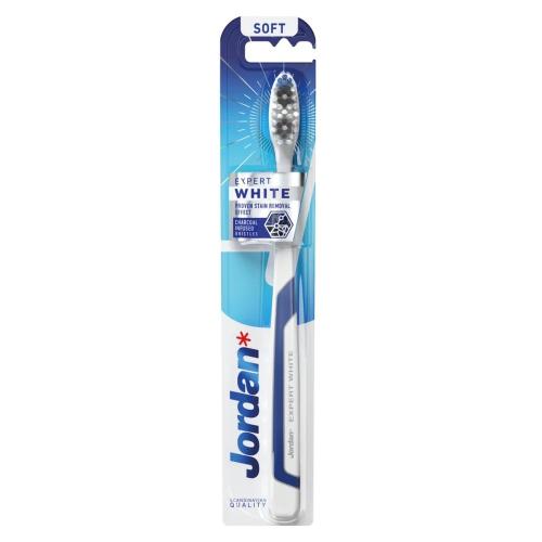 Jordan Expert White Toothbrush Soft Μαλακή Οδοντόβουρτσα για Λεύκανση με Ίνες Εμπλουτισμένες με Άνθρακα 1 Τεμάχιο - Μπλε