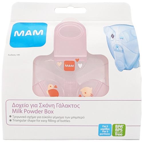 Mam Milk Powder Box Δοχείο Σκόνης Γάλακτος σε Τριγωνικό Σχήμα για 3 Μερίδες 1 Τεμάχιο Κωδ 545 - Ροζ Σχέδιο 2