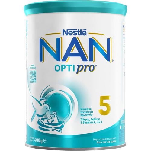 Nestle NAN Optipro 5 Ρόφημα Γάλακτος σε Σκόνη Εμπλουτισμένο με Βιταμίνες & Μέταλλα, Κατάλληλο Από τον 3ο Χρόνο 400gr