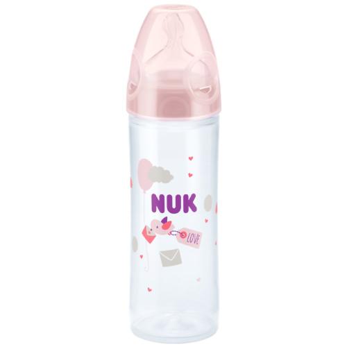 Nuk Classic Bottle Silicone Πλαστικό Μπιμπερό Κατά των Κολικών με Θηλή Σιλικόνης 0-6m 250ml, Κωδ 10536563 - Ροζ