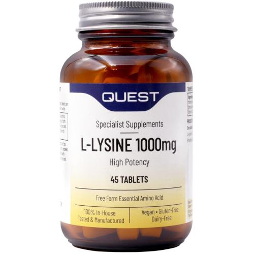 Quest L-Lysine 1000mg High Potency 45tabs,Συμπλήρωμα Διατροφής με Λυσίνη για Αναδόμηση των Ιστών & Ανάπτυξη Αντισωμάτων