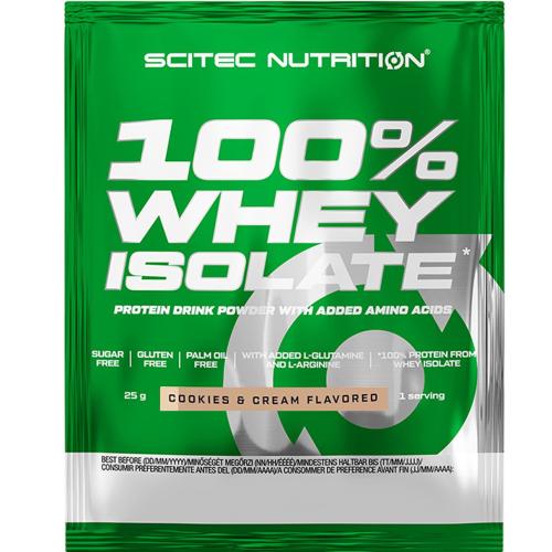 Scitec Nutrition 100% Whey Isolate Protein Συμπλήρωμα Διατροφής με 100% Υδρολυμένη Πρωτεΐνη Ορού Γάλακτος & Προσθήκη Αμινοξέων 25g - Cookies & Cream Flavored
