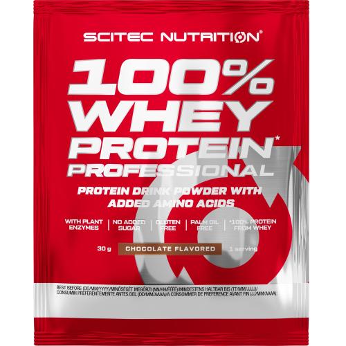 Scitec Nutrition 100% Whey Protein Professional Συμπλήρωμα Διατροφής με Καθαρή Πρωτεΐνη Ορού Γάλακτος Εμπλουτισμένη με Αμινοξέα 30g- Chocolate