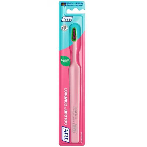 TePe Colour Compact Extra Soft Toothbrush Πολύ Μαλακή Οδοντόβουρτσα για Αποτελεσματικό & Απαλό Καθαρισμό 1 Τεμάχιο - Ροζ