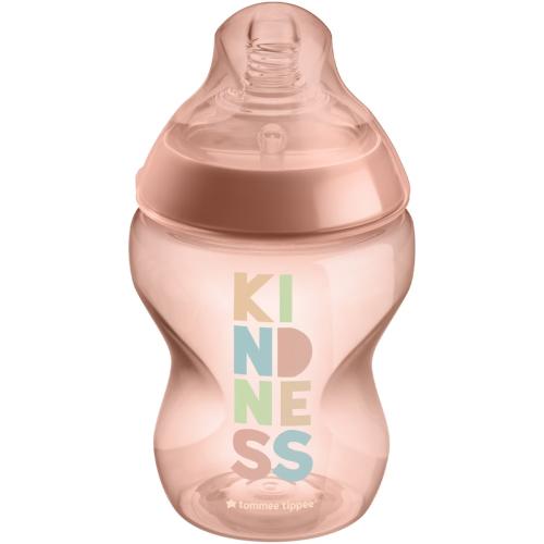 Tommee Tippee Closer to Nature Baby Bottle 0m+ Κωδ 42250205, Μπιμπερό Πολυπροπυλενίου Αργής Ροής με Θηλή Σιλικόνης, Κατά των Κολικών 260ml - Ροζ