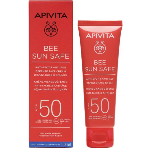 Apivita Bee Sun Safe Anti-Spot & Anti-Age Defence Face Cream Spf50 Αντηλιακή Κρέμα Προσώπου Κατά των Πανάδων & των Ρυτίδων, Υψηλής Προστασίας 50ml
