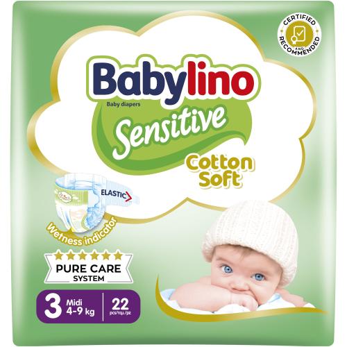 Babylino Sensitive Cotton Soft Carry Pack Midi Νο3 (4-9kg) 22 Πάνες