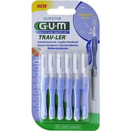 Gum Trav-Ler Interdental Brush Μεσοδόντια Βουρτσάκια για Εύκολο & Καθημερινό Καθαρισμό Ανάμεσα στα Δόντια 6 Τεμάχια - 0.6