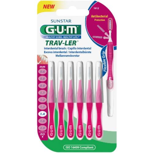 Gum Trav-Ler Interdental Brush Μεσοδόντια Βουρτσάκια για Εύκολο & Καθημερινό Καθαρισμό Ανάμεσα στα Δόντια 6 Τεμάχια - 1.4