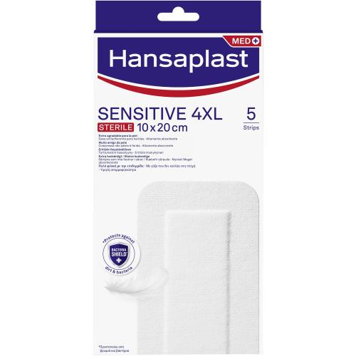 Hansaplast Sensitive 4XL Sterile 10x20cm Αυτοκόλλητα Αποστειρωμένα Επιθέματα για Μεγαλύτερες Πληγές & Μετεγχειρητικά Τραύματα 5 Τεμάχια