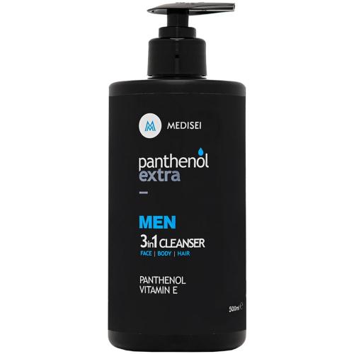 Medisei Panthenol Extra Men 3in1 Cleanser Ανδρικό Αφρόλουτρο - Σαμπουάν για Πρόσωπο - Σώμα - Μαλλιά με Ήπια Σύνθεση 500ml