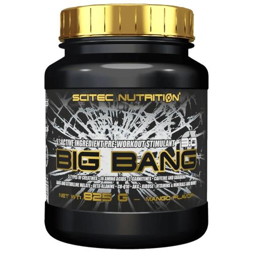 Scitec Nutrition Big Bang Pre-Workout Stimulant 3.0 Συμπλήρωμα Διατροφής με 53 Ενεργά Συστατικά, Κατάλληλο για Ενίσχυση Πριν από Έντονη Σωματική Δραστηριότητα 825g - Mango