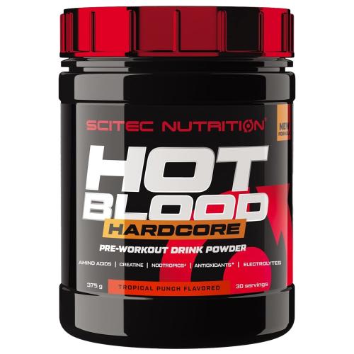 Scitec Nutrition Hot Blood Hardcore Pre-Workout Drink Powder Συμπλήρωμα Διατροφής με Κρεατίνη για Ενίσχυση της Μυικής Δύναμης 375g - Tropical Punch