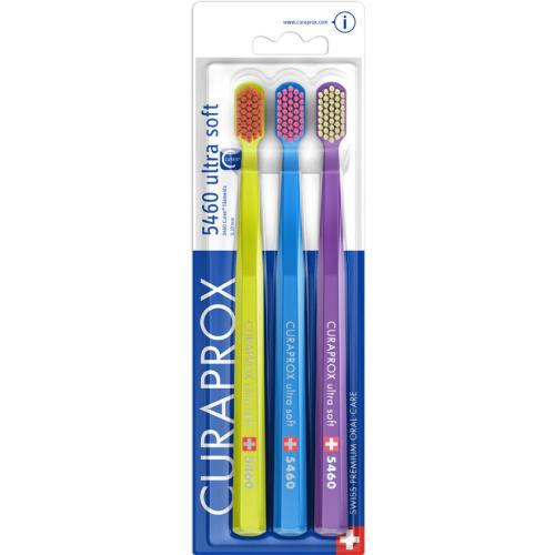 Curaprox Promo 5460 Ultra Soft Toothbrush Λαχανί - Γαλάζιο - Μωβ Οδοντόβουρτσα με Πολύ Μαλακές, Πυκνές Ίνες 3 Τεμάχια