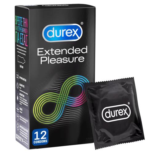 Durex Extended Pleasure Προφυλακτικά με Επιβραδυντικό Τζελ για Απόλαυση που Διαρκεί Περισσότερο 12 Τεμάχια