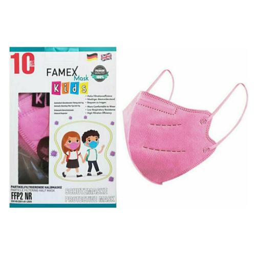 Famex Mask Kids Παιδικές Μάσκες Προστασίας μιας Χρήσης FFP2 NR Pink 10 Τεμάχια