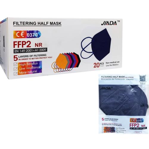 Jiada Non Medical 5ply Mask FFP2 NR Σκούρο Μπλε Μάσκες Υψηλής Προστασίας Προδιαγραφών FFP2 NR μίας Χρήσης 20 Τεμάχια