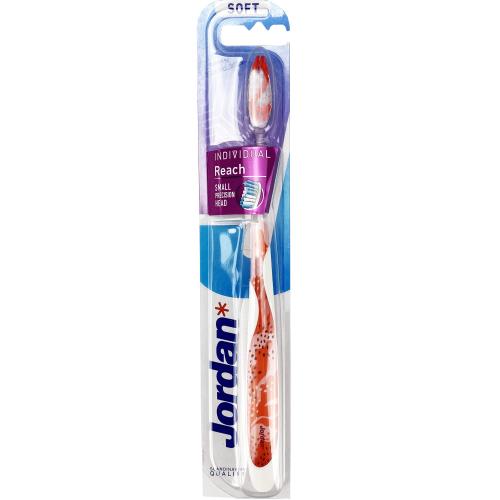 Jordan Individual Reach Soft Toothbrush Μαλακή Οδοντόβουρτσα με Εργονομική Λαβή για Βαθύ Καθαρισμό 1 Τεμάχιο Κωδ 310041 - Πορτοκαλί