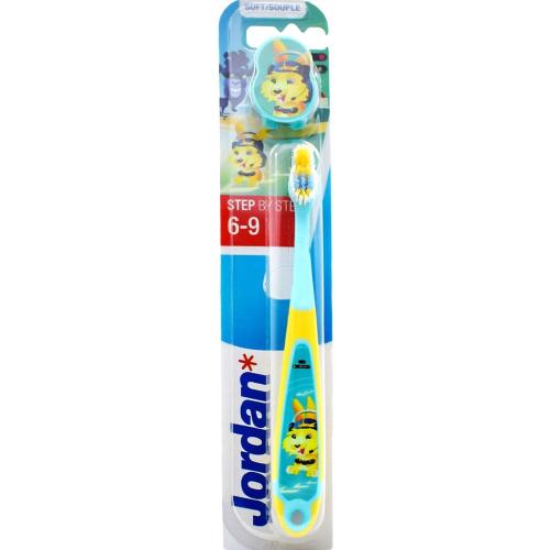Jordan Step by Step 6-9 Years Soft Toothbrush Μαλακή Παιδική Οδοντόβουρτσα Κατάλληλη από 6 Έως 9 Ετών για Βαθύ Καθαρισμό με Καπάκι 1 Τεμάχιο - Fox