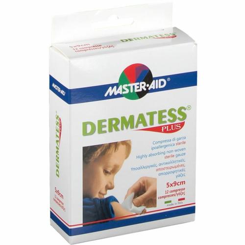 Master Aid Dermatess Plus Non-Woven Sterile Gauze 5cm x 9cm Αντικολλητικές Αποστειρωμένες Γάζες Υψηλής Απορροφητικότητας 12 Τεμάχια