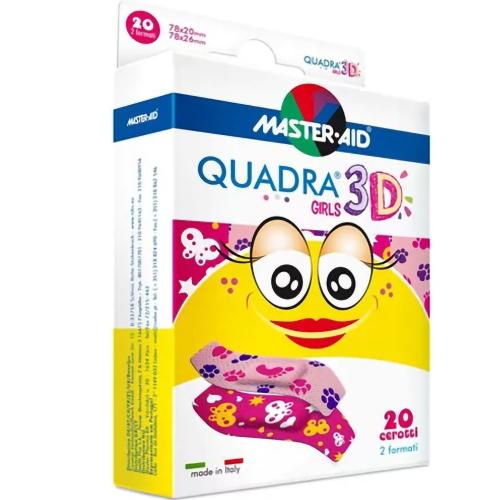 Master Aid Quadra 3D Girls Αυτοκόλλητα Επιθέματα για Παιδιά 20 Τεμάχια
