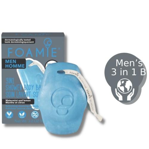 Foamie for Men Seas The Day 3 σε 1 Ανδρική Μπάρα Καθαρισμού Προσώπου, Μαλλιών & Σώματος για Αναζωογόνηση 90g