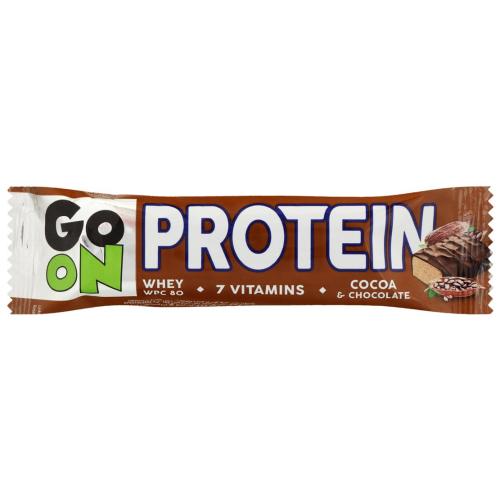 Go On Protein Bar Cocoa & Chocolate Flavour Μπάρα Πρωτεΐνης με 7 Βιταμίνες & Γεύση Κακάο, Σοκολάτα 50g