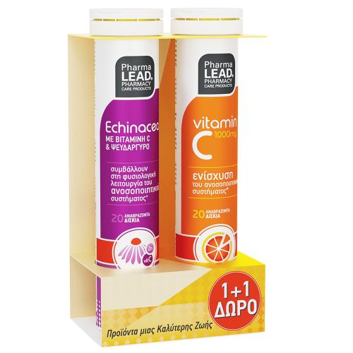 Pharmalead Echinacea 20 Effer.tabs + Δώρο Vitamin C 1000mg 20 Effer.tabs,Συμπλήρωμα Διατροφής για Ενίσχυση του Ανοσοποιητικού με Γεύση Λεμόνι & Πορτοκάλι