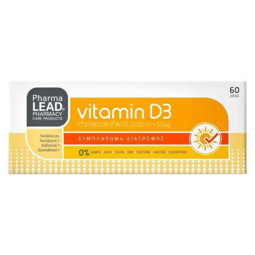 Pharmalead Vitamin D3 Cholecalciferol 2000iu 50μg Συμπλήρωμα Διατροφής για τη Διατήρηση της Φυσιολογικής Κατάστασης των Οστών, Δοντιών & των Μυών 60tabs