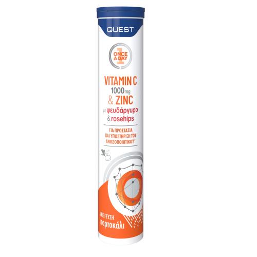 Quest Vitamin C 1000mg & Zinc Συμπλήρωμα Διατροφής με Βιταμίνη C & Ψευδάργυρο για Ενίσχυση του Ανοσοποιητικού 20 Effer.tabs