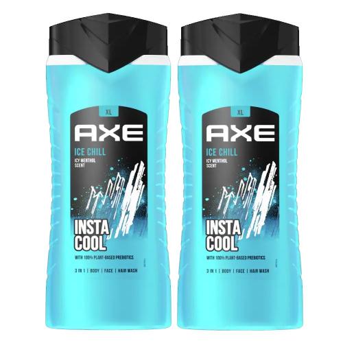 Axe Πακέτο Προσφοράς Ice Chill 3 in 1 Shower Gel Ανδρικό Αφρόλουτρο Ιδανικό για Πρόσωπο, Σώμα & Μαλλιά 2x400ml 1+1Δώρο