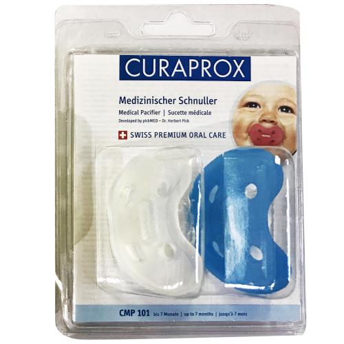 Curaprox CMP 101 Medical Pacifiere Ιατρική Πιπίλα Έως 7 Μηνών 2 Τεμάχια - Μπλε-Ροζ