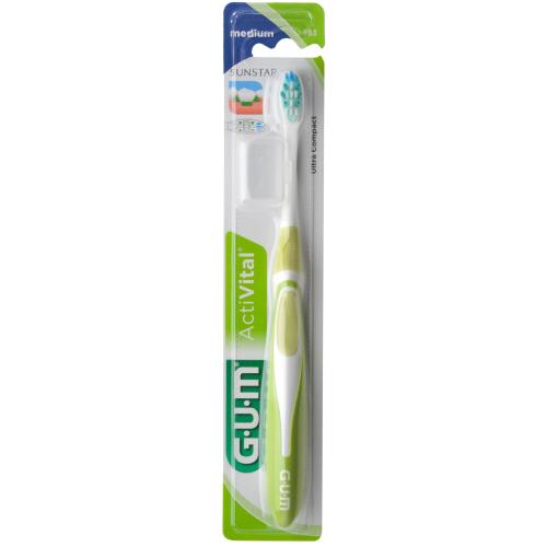 Gum ActiVital Ultra Compact Medium (583) Οδοντόβουρτσα Μεσαίας Σκληρότητας με Θήκη Προστασίας 1 Τεμάχιο - πράσινο