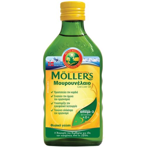 Moller’s Μουρουνέλαιο Φυσική Γεύση 250ml,Πόσιμο Μουρουνέλαιο Πλούσιο σε Ωμέγα-3 με Βιταμίνες A,D & E για Φυσική Γεύση