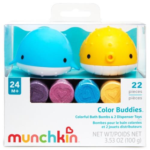 Munchkin Color Buddies Εκπαιδευτικό Παιχνίδι για την Εναλλαγή των Χρωμάτων με 20 Παιδικές Βόμβες Βυθού & 2 Ζωάκια-dispenser για το Μπάνιο 24m+, 1 Τεμάχιο