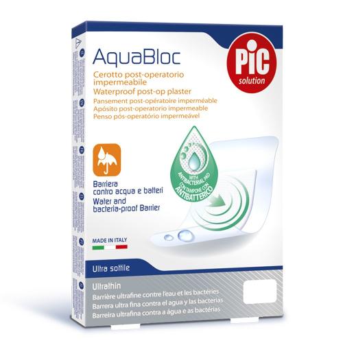 Pic Solution Aquabloc Waterproof Post-op Plaster Αδιάβροχο Αυτοκόλλητο Μετεγχειρητικό Επίθεμα με Αντιβακτηριακό Μαξιλαράκι 5 Τεμάχια - 12cm x 10cm