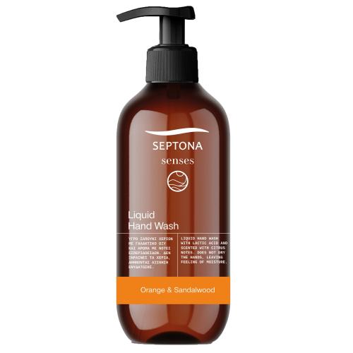 Septona Senses Liquid Hand Wash Orange & Sandalwood Υγρό Σαπούνι Χεριών με Άρωμα Πορτοκάλι & Σανδαλόξυλο 300ml