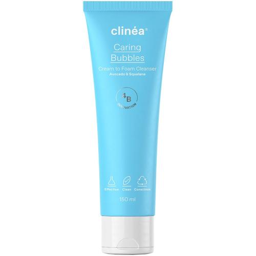 Clinea Caring Bubbles Cream to Foam Face Cleanser Κρεμώδης Αφρός Καθαρισμού Προσώπου, με Αβοκάντο & Σκουαλάνιο για Κανονικές, Μεικτές Επιδερμίδες 150ml