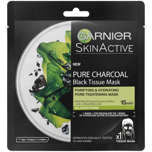 Garnier Skin Active Charcoal Tissue Mask Υφασμάτινη Μάσκα Ενυδάτωσης Προσώπου με Ενεργό Άνθρακα 28gr