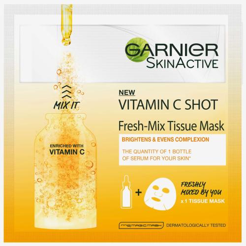 Garnier Vitamin C Tissue Mask Fresh-Mix Υφασμάτινη Μάσκα Ενυδάτωσης με Βιταμίνη C 33gr