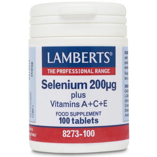 Lamberts Selenium Συμπλήρωμα Διατροφής Σελινίου 200μg με Βιταμίνες A+C+E 100tabs